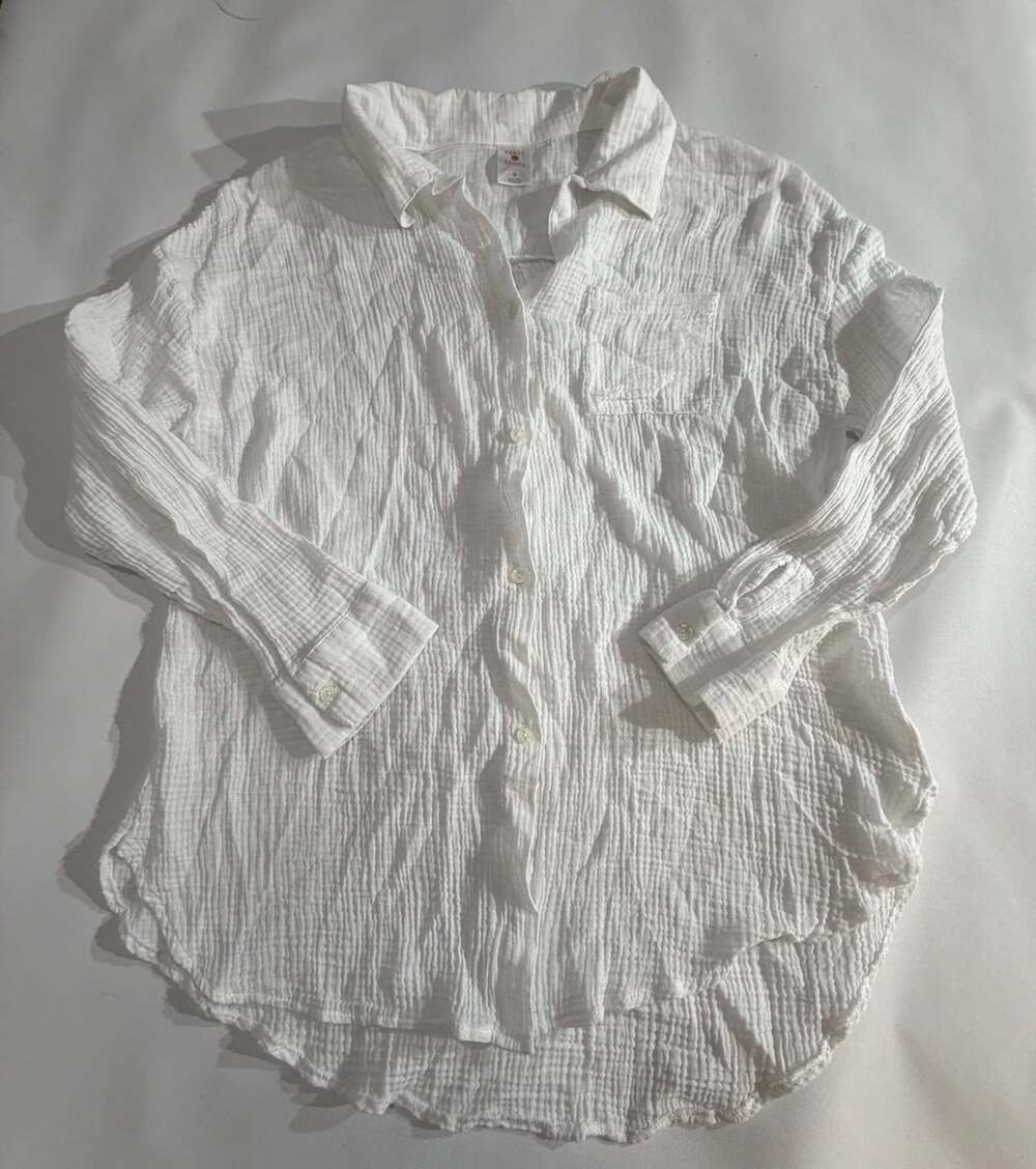 Shade & Shore White Gauze Cotton Button Down Shirt M